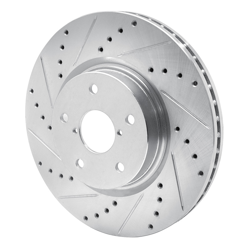 Subaru Legacy Brake Rotor (1) - Front Left - R1 Concepts - Drilled & Slotted - Silver - `06-`21